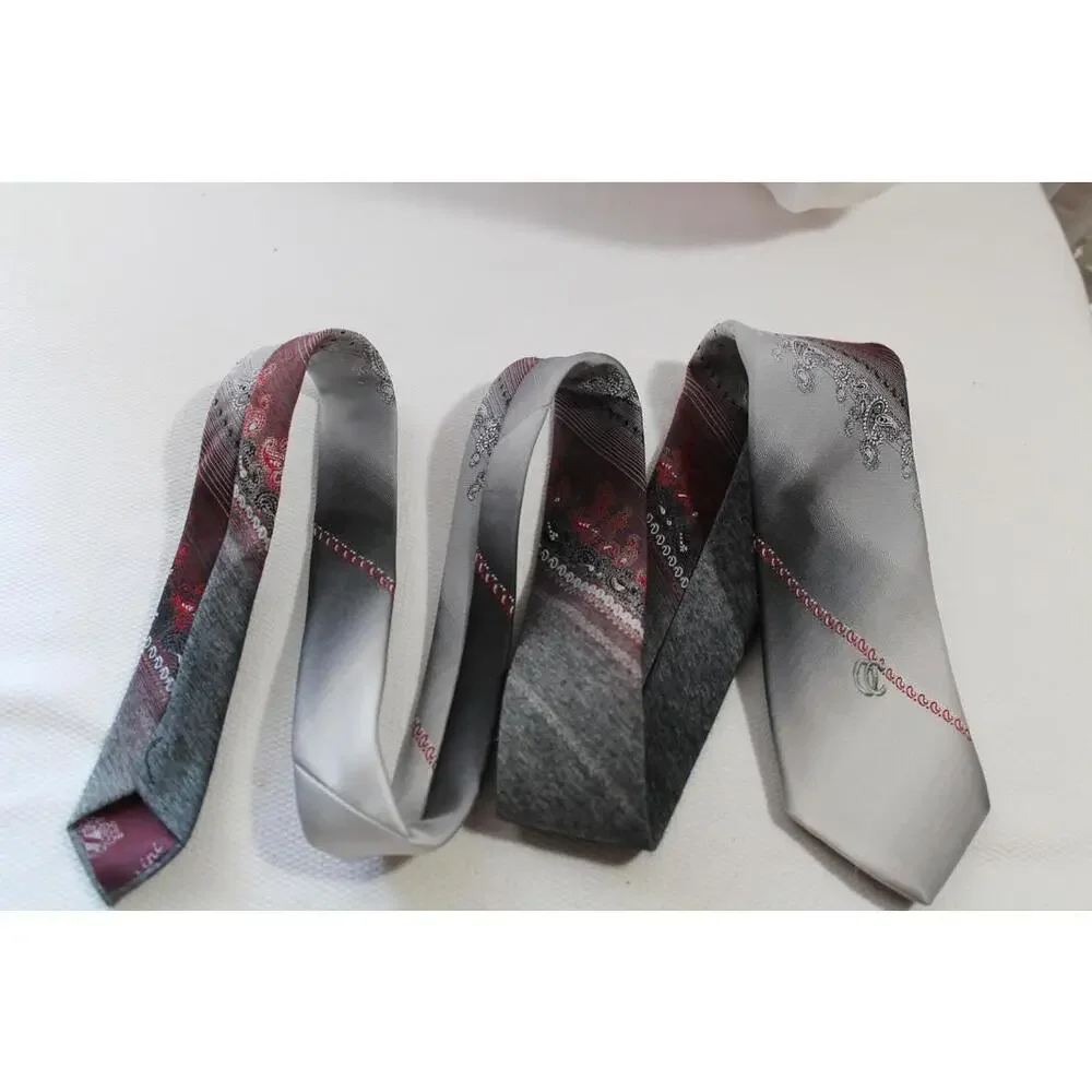 Vintage OLEG CASSINI Gray & Maroon 1960s Necktie, 3 X 53 Inches, Boys Tie